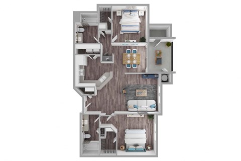a floor plan of a bedroom floor plan with baths and a closet